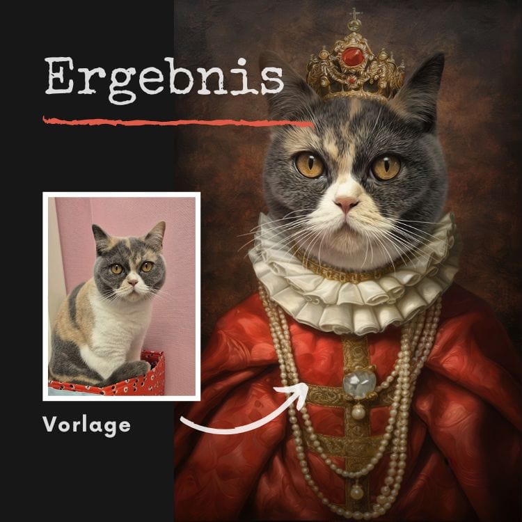 Portrait einer Britisch Kurzhaar Katze im Graefin Stil Vorher-Nachher