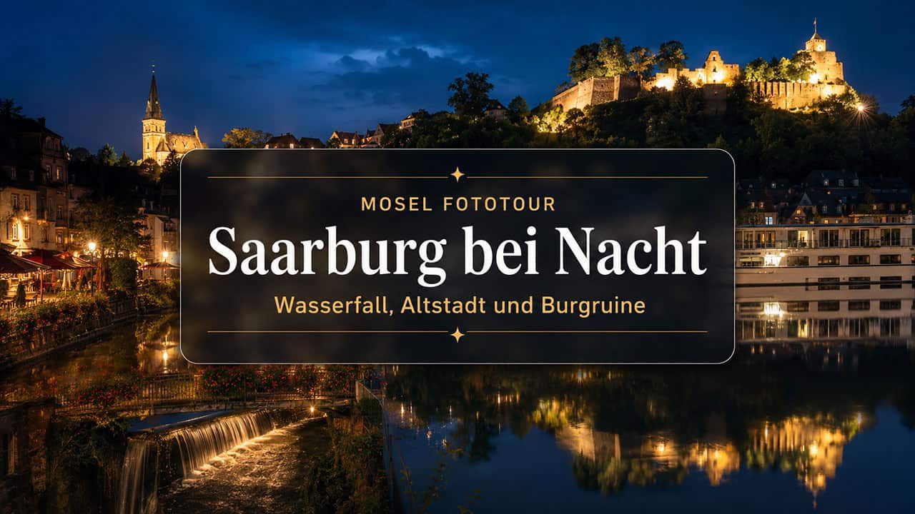 Du betrachtest gerade Saarburg bei Nacht mit Wasserfall und Burgruine