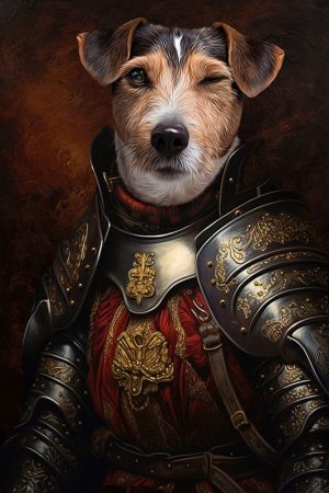 hund_portrait_in_ritter_renaissance_mittelalter_kleidung_gemälde