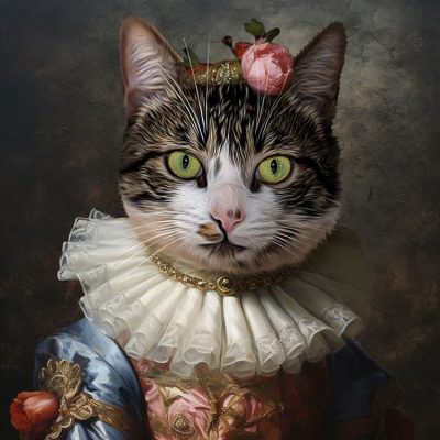 katzen_portrait_american_wirehair_in_prinzessin_renaissance_mittelalter_kleidung_geschenkidee