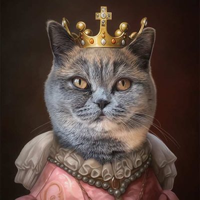 katzen_portrait_britisch_kurzhaar_in_prinzessin_renaissance_mittelalter_kleidung_geschenkidee