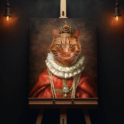 katzen_portrait_ginger_in_graefin_renaissance_mittelalter_kleidung_gemälde