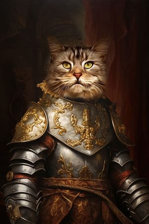 katzen_portrait_in_ritter_renaissance_mittelalter_kleidung_gemälde